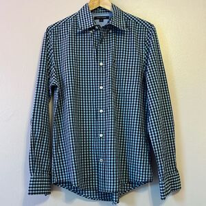 Tommy Hilfiger Mens Checked Gingham Button Down Classic Preppy Office Blue Small